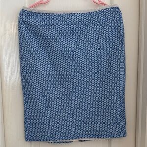 Talbots Blue Geometric Pencil Skirt